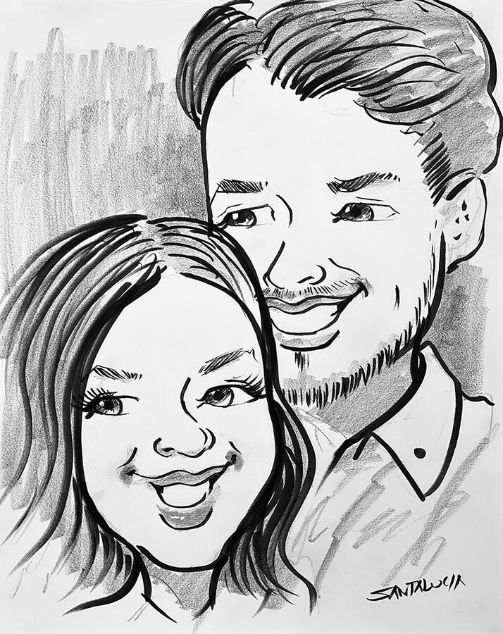Couple Caricature Art Live Group Caricature Artist