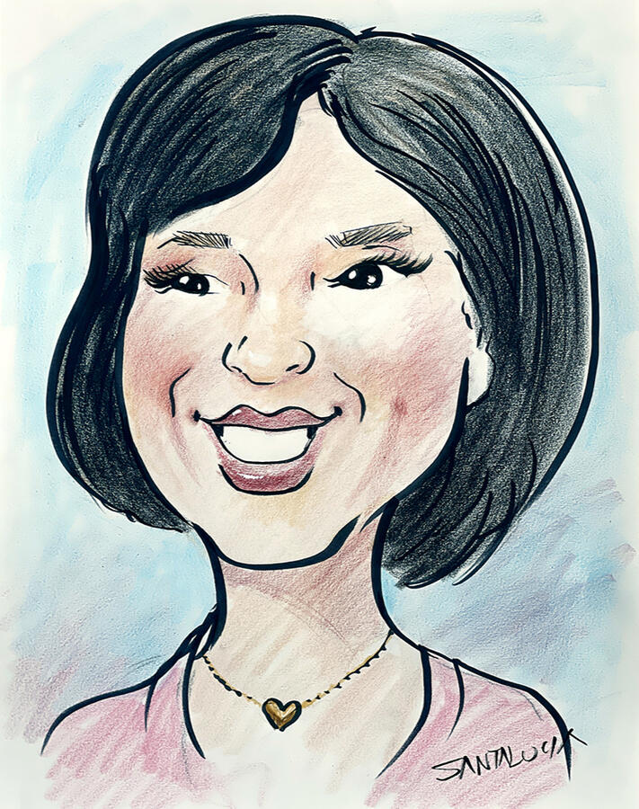 Asian Woman Caricature Portrait Montreal Caricature Artist Multicultural Diversity art